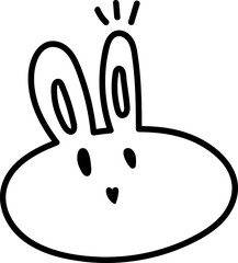 Cute rabbit doodle element 