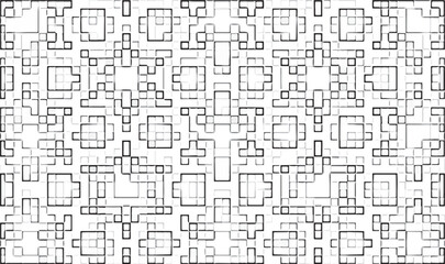 Abstract box square black and white texture background pattern. Creative hand written shape for education, construction, architecture, decoration. Vector illustration.