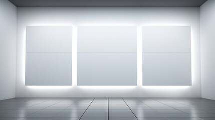 Empty Frames on a White Wall. Generative Ai