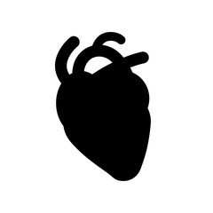 Human organ heart icon, black heart silhouette vector illustration