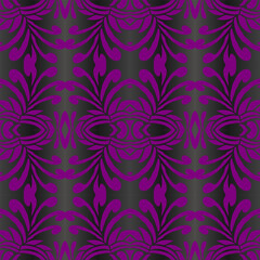 Beautiful rainbow gradient colour seamless flower line art batik ethnic dayak ornament for fashion textile pattern background 