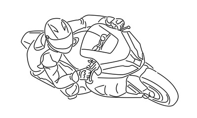 line art of moto biker. Super bike racing concept