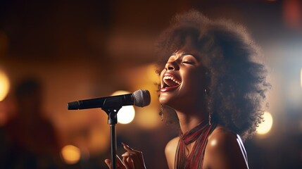 African American women singing loudly in smoky and glamourous club. Generative AI