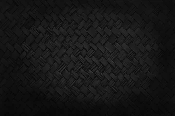 Foto op Plexiglas Black weave bamboo pattern, woven rattan mat texture for background and design art work. © Nattha99