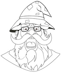 Angry Old Man Wearing Wizard Hat
