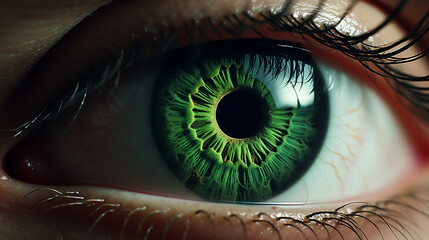 close up of a green eye