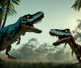 Tyrannosaurus Dinosaur, Generative AI Illustration