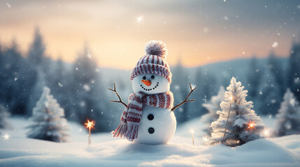 snowman in the snow.Generative Ai