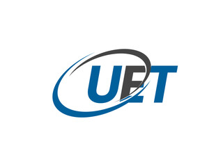 UET letter creative modern elegant swoosh logo design