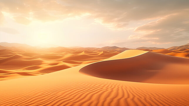 desert sand dunes.Generative Ai © Shades3d