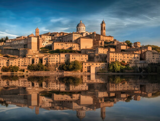 Fototapeta na wymiar Architecture of the medieval city of Urbino Italy