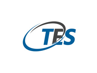 TES letter creative modern elegant swoosh logo design