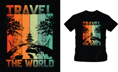 Wanderlust or adventure-themed artwork typography modern classic t-shirt design editable template