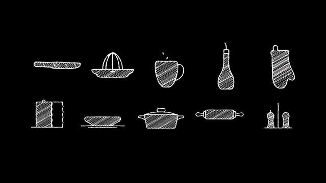 10 Cooking Animated Chalkboard Icons 4