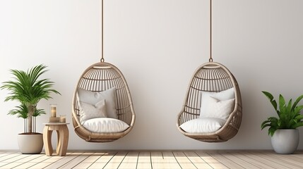 cosy comfort wooden terrace balcony with rattan easy chair home interior outdoor design concept,ai generate