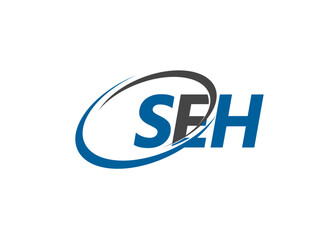 SEH letter creative modern elegant swoosh logo design