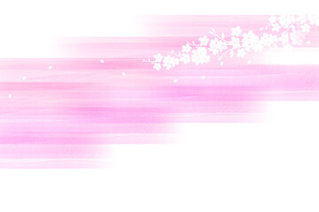 Obraz premium 舞い散る桜の花びら ピンクの水彩の背景 透明の背景