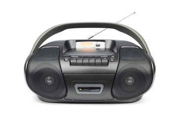 Portable stereo CD radio cassette recorder, isolated on a transparent background png.