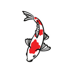 Hand drawn koi fish vector. Koi carp line art illustration