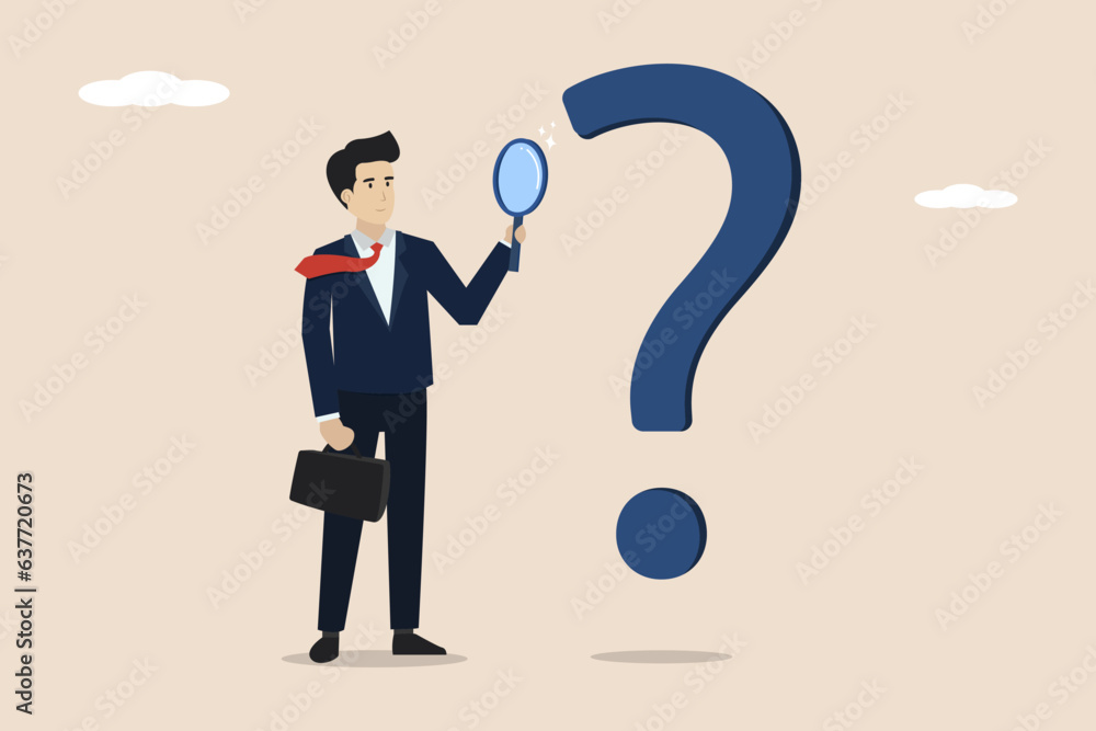 Poster problem analysis and search for problem source, research skill to find solution or answer for busine