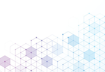 Abstract hexagonal molecular structures in technology background and science style. Medical design. Vector illustration