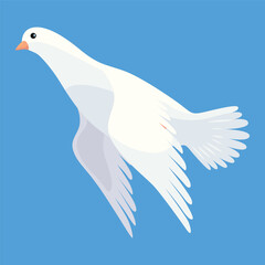 Pigeon animation. Bird motion wings in heaven. Flying migratory pigeon, cartoon vector illustration. Bird dove animation element