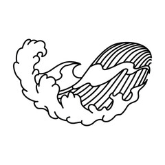 Oriental waves icon japan. Stylized ocean wave curl, japan style tsunami, sea swirl graphic. Oceanic water asian decorative ornamental splashes element. Sea wave line art vector illustration