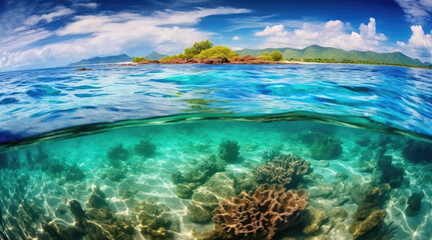 Fototapeta na wymiar Bright colorful landscape of beautiful tropical sea