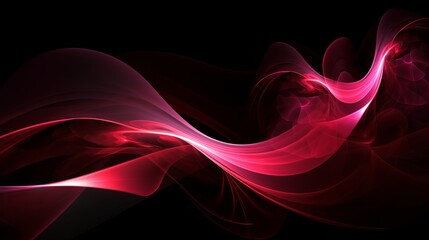 Abstract Pink Crimson Fractal Waves on Black Background - Artistic Digital Design