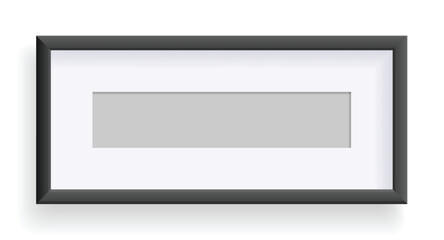 Photo frame isolated on white, rectangular frame mockup. Empty framing for presentations. Photo or picture painting frame, for art gallery interior. Vector template