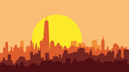 Morning Sun & New York Skyline