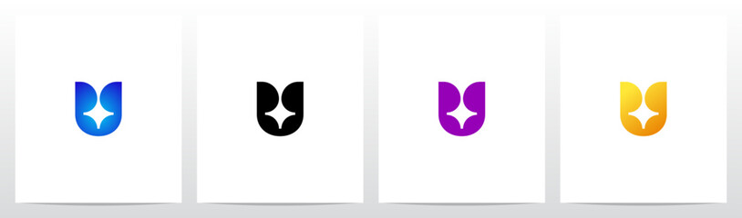 Spark Star Letter Logo Design U © recehan