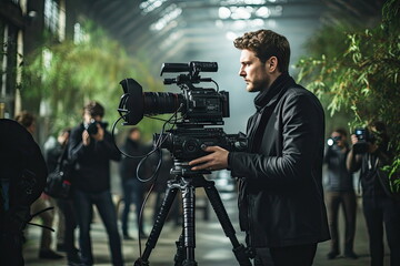 videographer use camera