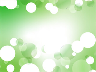 空に浮かぶシャボン玉_水中の泡模様イメージの抽象背景_グリーン