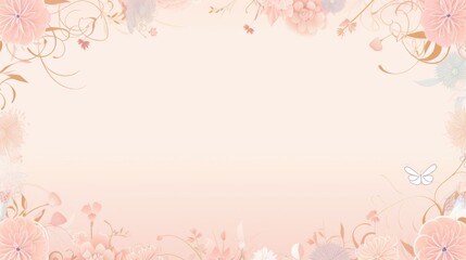 A pink background with flowers and butterflies