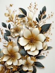 Design A4 frame embellishments for a word document for an invitation with gold and leaves