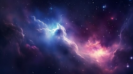 Vibrant cosmic nebula: starry night sky, science astronomy background