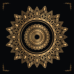 Luxury mandala design gold color Vetor	