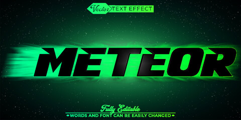 Fototapeta na wymiar Green Meteor Vector Editable Text Effect Template