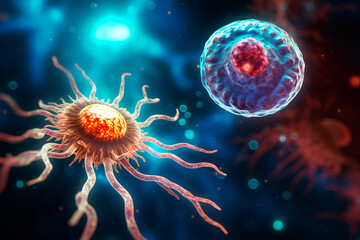 Abstract virus on a black isolated background. Abstract image of amoeba Naegleria fowler