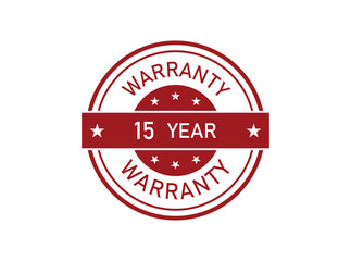 15 year warranty badges isolated on white background. 15 years Extended warranty.