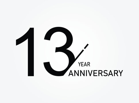 13 years anniversary logo template isolated on white, black and white background. 13th anniversary logo