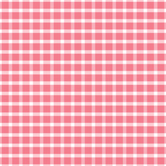 Gingham seamless pattern. Pink and white background texture. Checked tweed plaid repeating wallpaper. Fabric design.