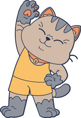 Cat doing exercise stretching cartoon character, mascot illustration