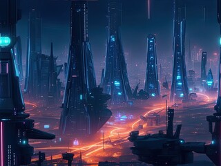 Cyberpunk urban landscape