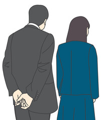 Woman in uniform and man in suit in back