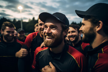 Fototapeta premium Bowler Embracing Their Team Member, Generative AI