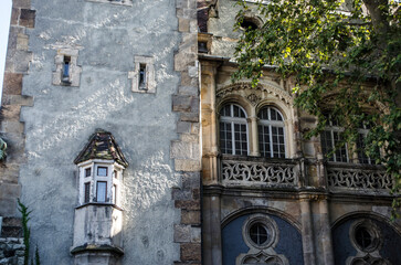 Fototapeta na wymiar Vajdahunyad Castle, Budapest Gothic elements of architecture. Photo of the city park