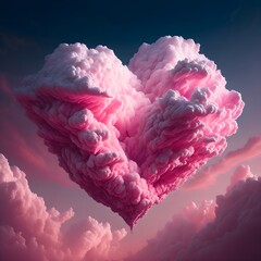 Hearts Made of Pink Clouds a Dreamy Sky Illustration AI Generative