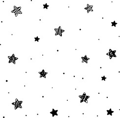 Star Pattern Background.pattern of star doodle.Star hand drawn.	